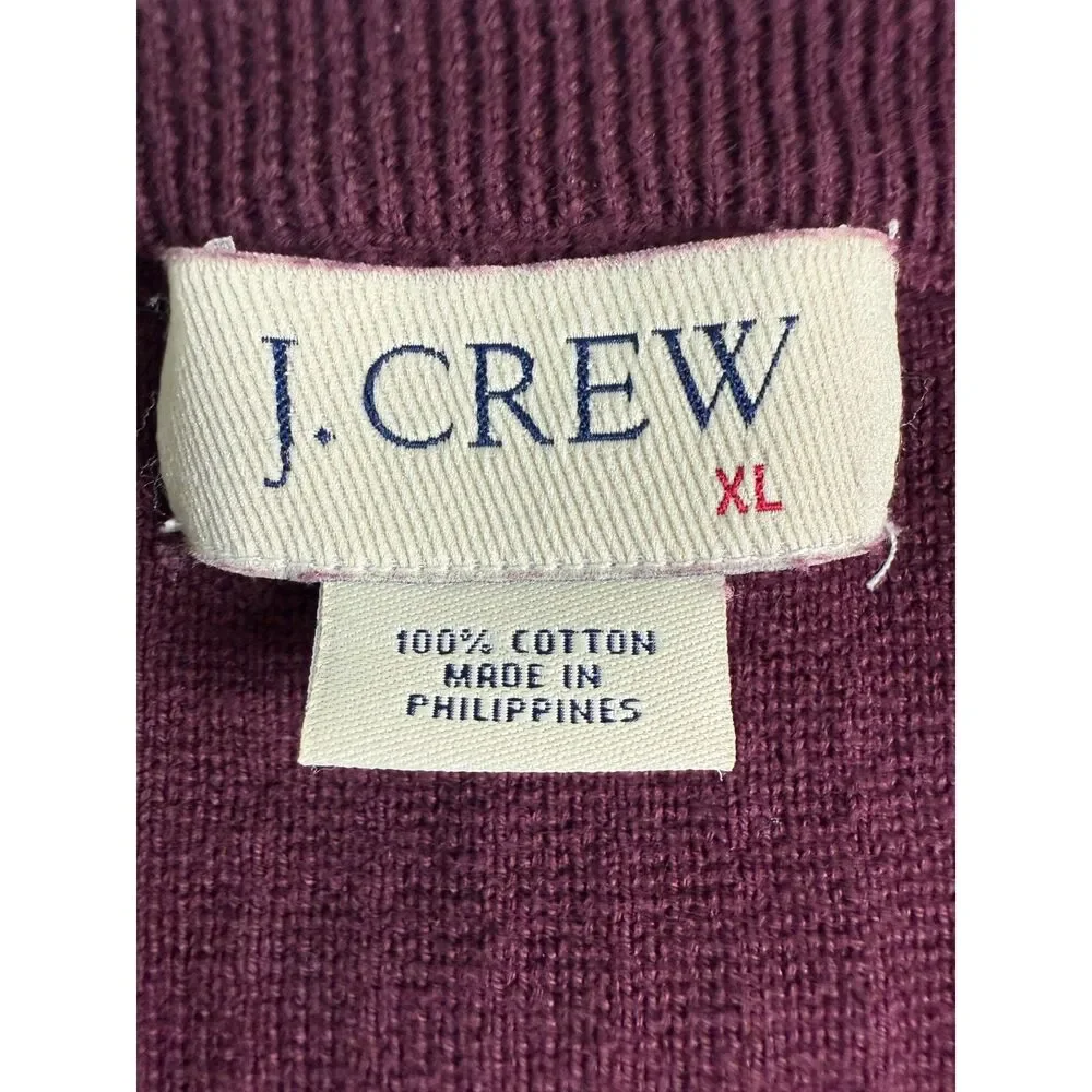 J Crew Men's 100% Cotton V-Neck Sweater Burgundy Size XL